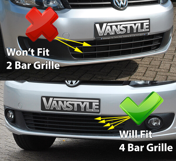 VW Caddy & Maxi 10-15 Mesh Grille Polished/Black w/DRLs - 4 Bar